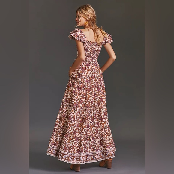 Love the Label Anthropologie smocked tiered women’s maxi dress size small - Picture 12 of 13